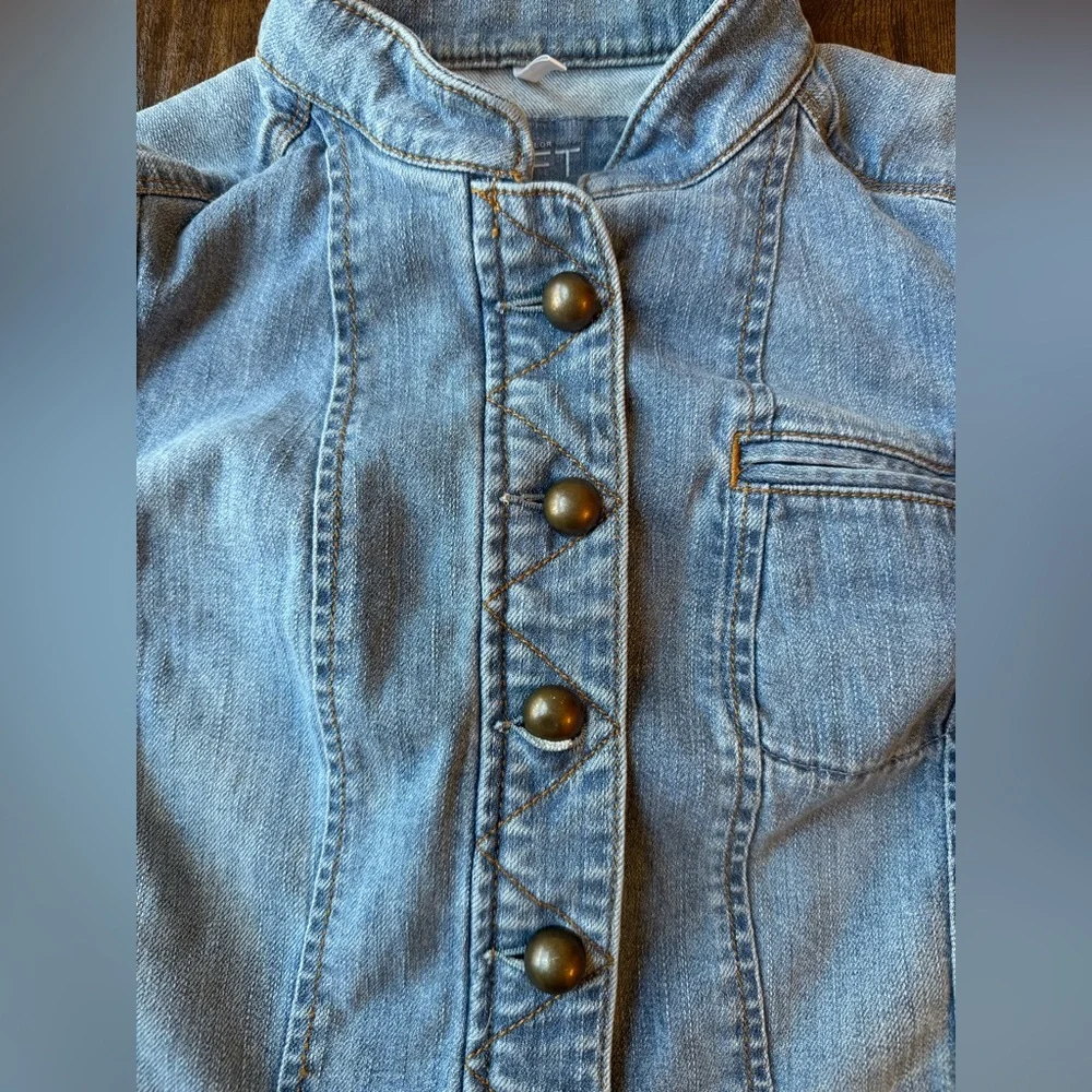 Loft Soldier Style Light Blue Denim Jean Jacket Coat Size 2 - Picture 13 of 13